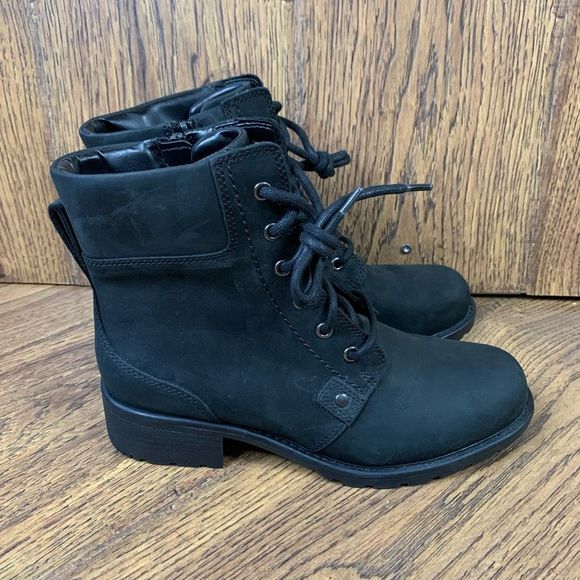 Clarks Shoes - Clarks Orinoco Style Black Lace Up Leather Suede Sturdy Ankle Boots
